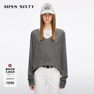 长袖 新款 T恤女棉质两件套背心字母印花上衣 Sixty2026春季 Miss