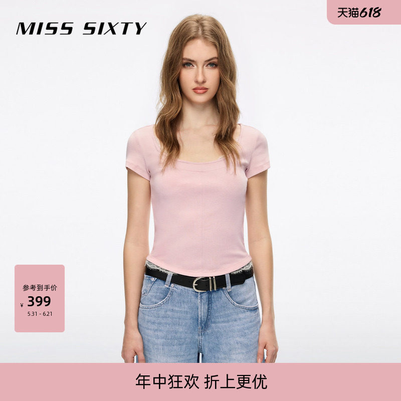 MissSixty蕾丝拼接短款T恤