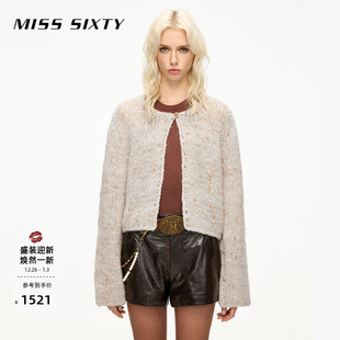针织开衫 Sixty25秋新款 Miss 女羊毛彩点纱宽松短外套 杨幂同款