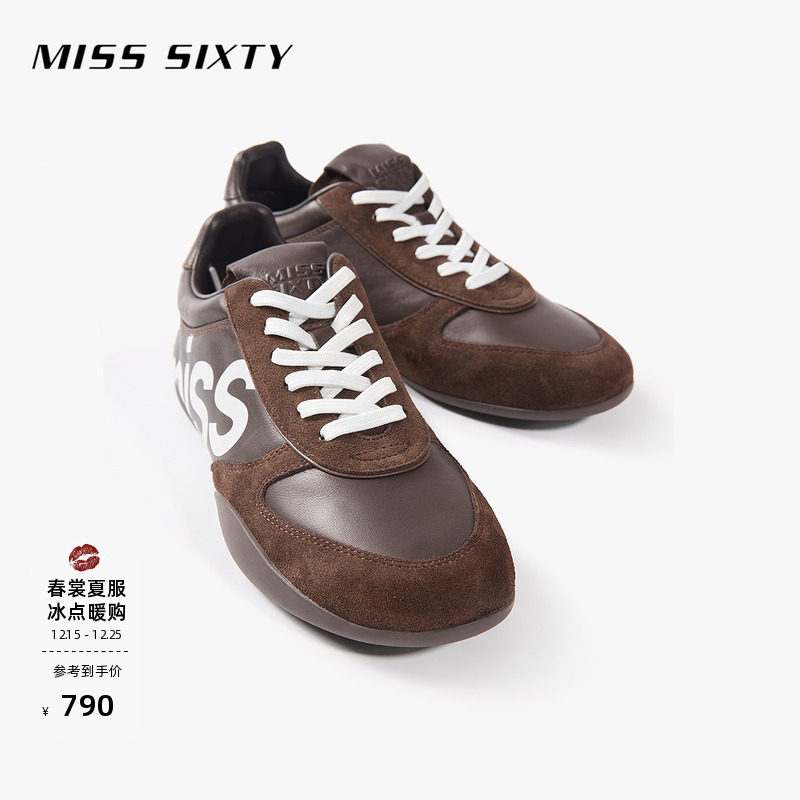 Miss Sixty2025夏季新款运动鞋撞色拼接绒面革双鞋带德