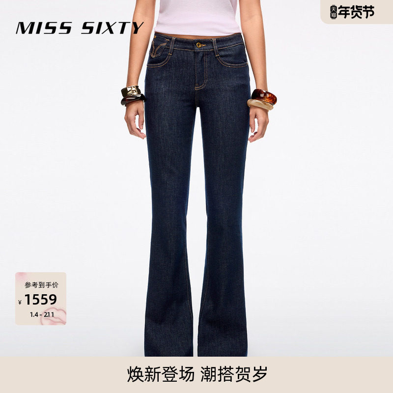 Miss Sixty2026春季新款牛仔裤女复古中腰修身弹力显瘦喇叭裤,女装/女士精品,牛仔裤,淘宝优惠券,粉丝福利购,淘宝优惠卷