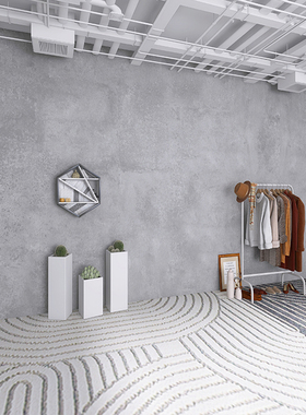 3d立体复古工业风水泥墙纸侘寂灰色墙布服装店办公室背景墙壁纸