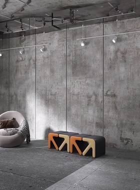 3d立体复古工业风水泥墙纸侘寂灰色墙布服装店办公室背景墙壁纸