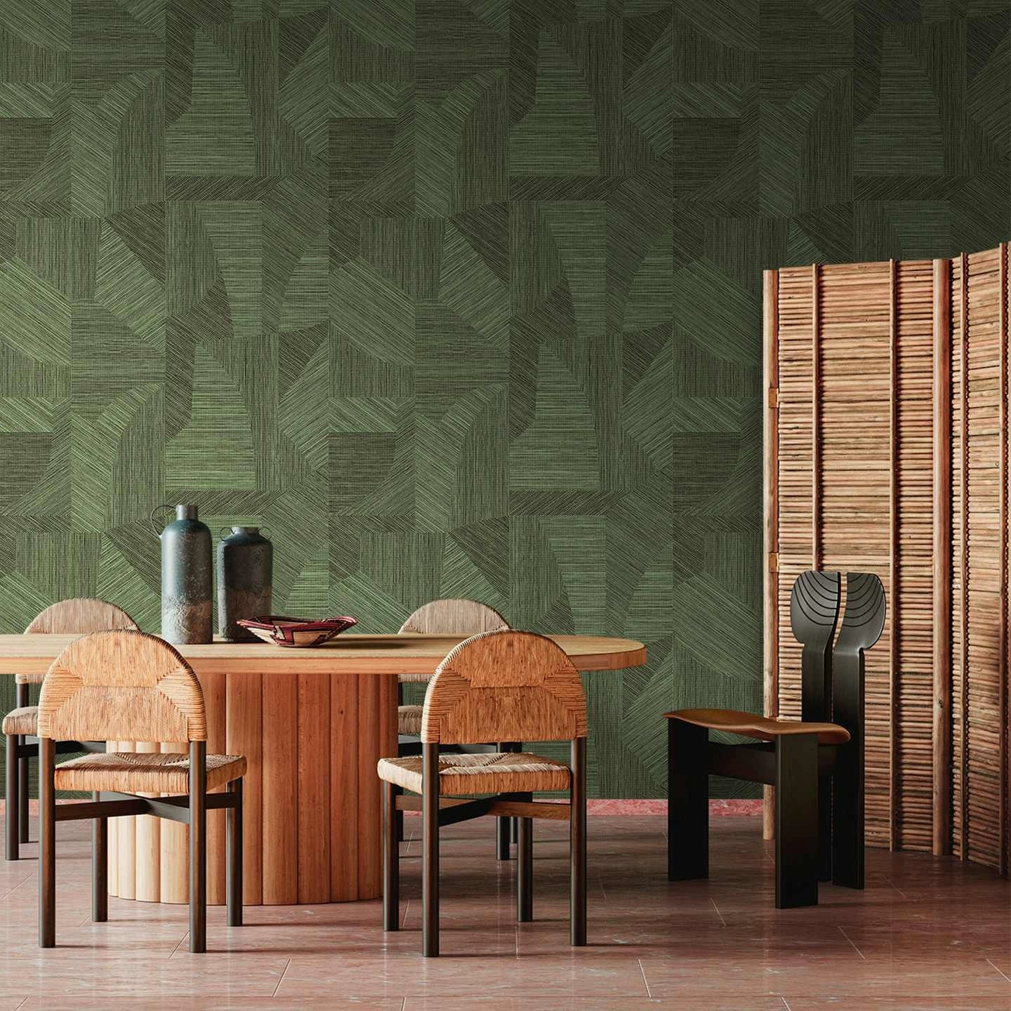 墨绿色墙布复古美式咖啡馆餐厅包间壁纸酒店民宿客厅中古风墙纸