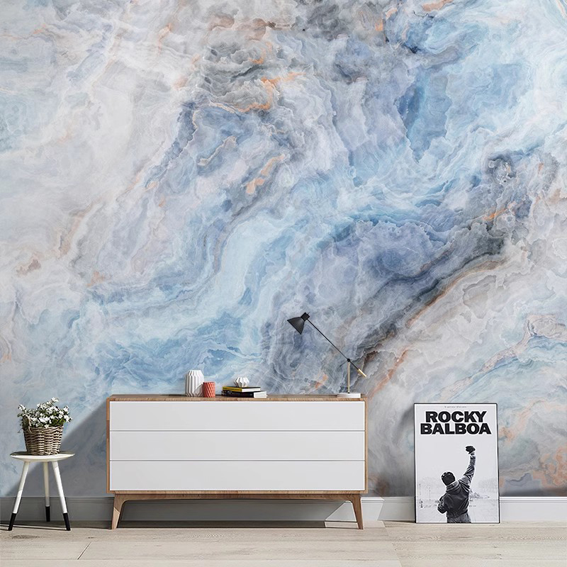 北欧轻奢高端仿大理石电视背景墙壁纸无缝沙发壁画定制墙布