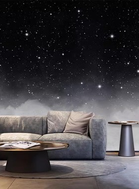 星空壁纸宇宙夜空酒吧黑色墙布背景星光男生卧室天花板星空顶墙纸