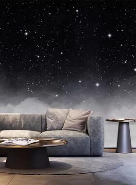 星空壁纸宇宙夜空酒吧黑色墙布背景星光男生卧室天花板星空顶墙纸