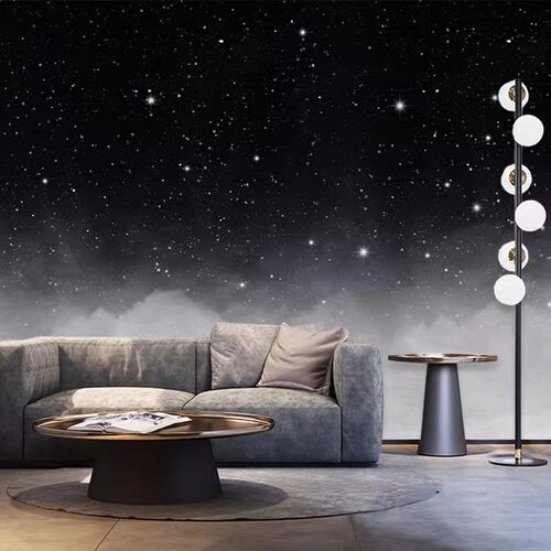 星空壁纸宇宙夜空酒吧黑色墙布背景星光男生卧室天花板星空顶墙纸