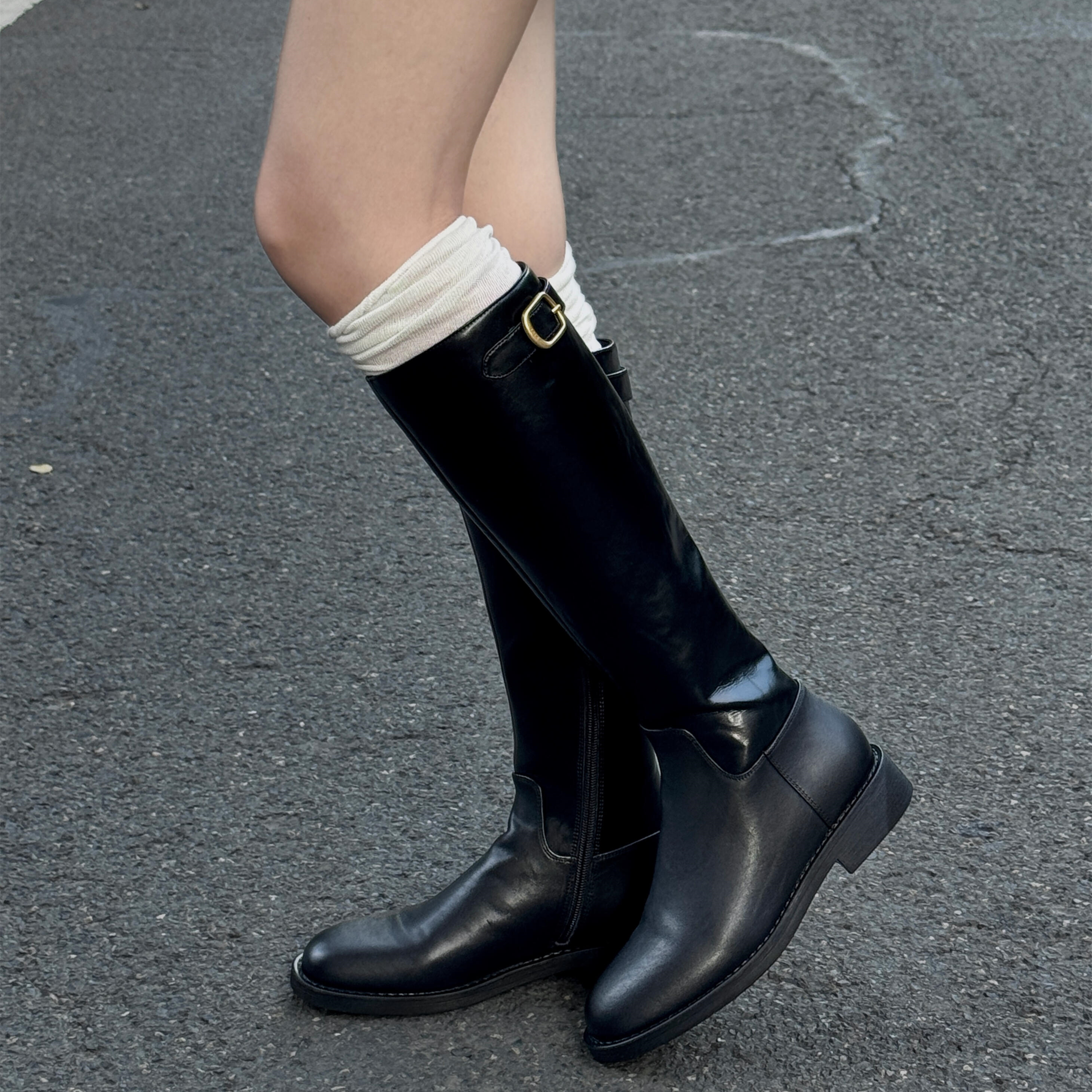 粗跟高筒骑士靴女显瘦不过膝长靴