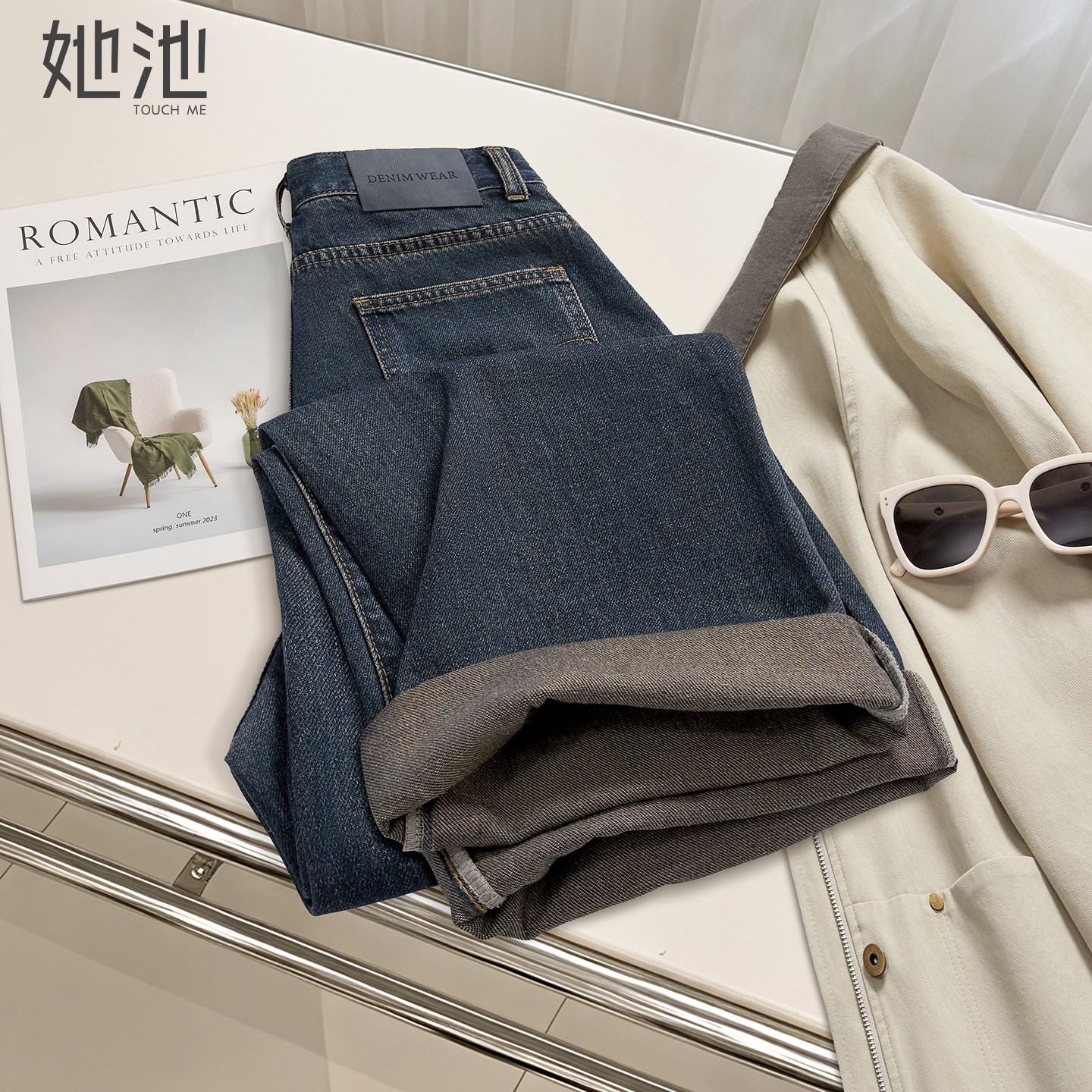 她池高腰牛仔裤2025秋装新款女装美式复古遮肉显瘦长款水洗直筒裤,女装/女士精品,牛仔裤,淘宝优惠券,粉丝福利购,淘宝优惠卷