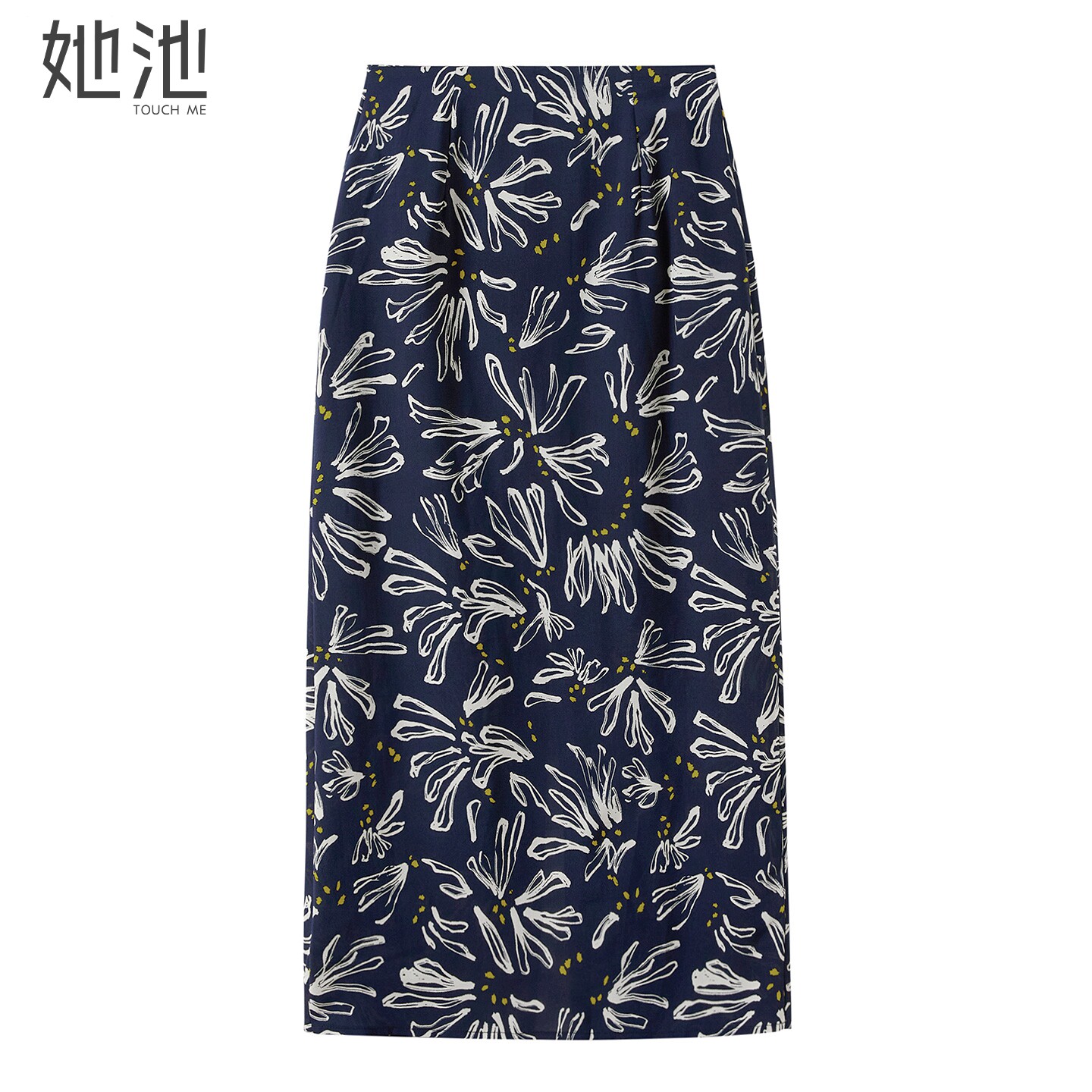 她池高腰半身裙2026春装新款女装复古包臀显瘦中长款印花直筒裙