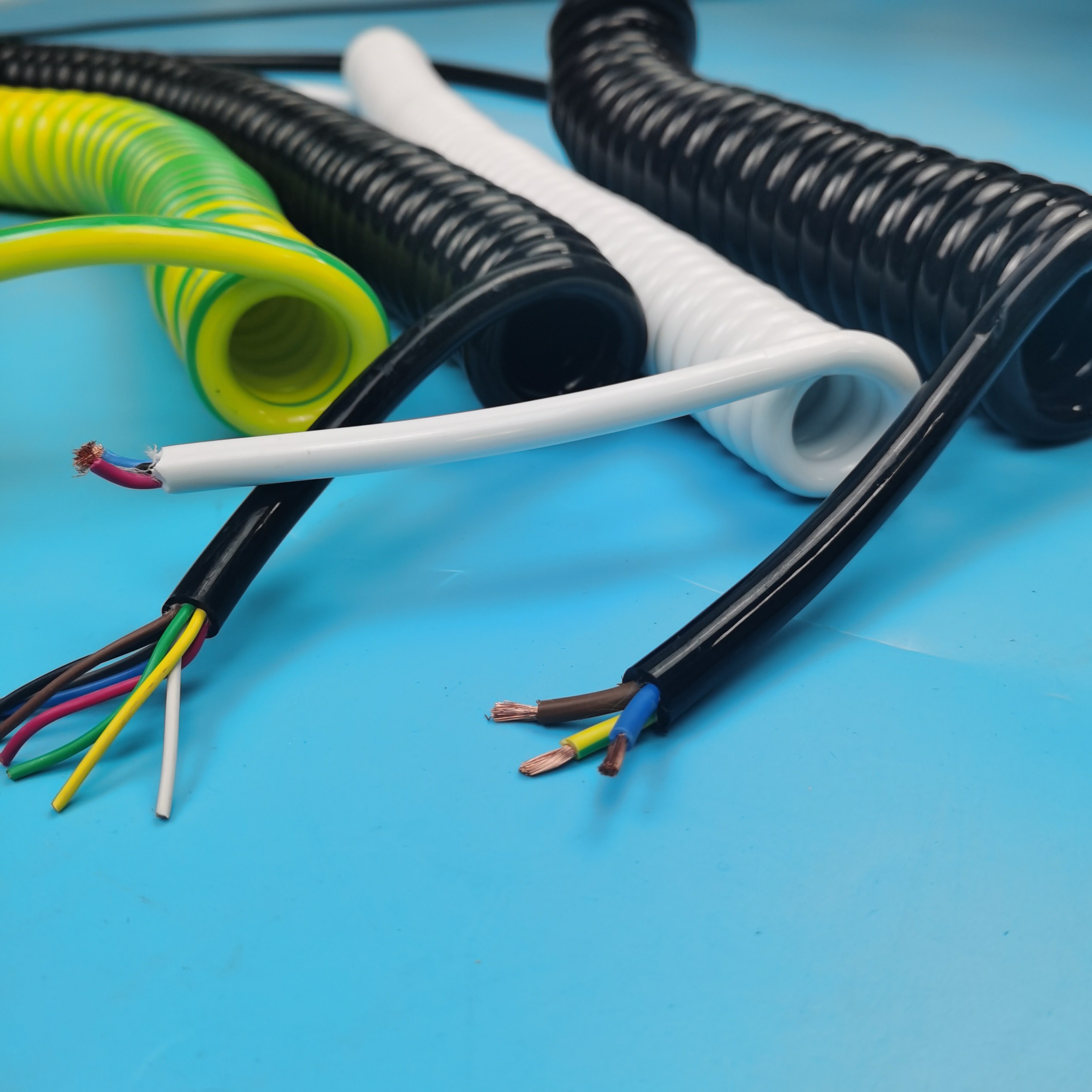 5/0.75平方弹簧线电线电缆螺旋线pu纯铜线耐磨抗拉耐高温