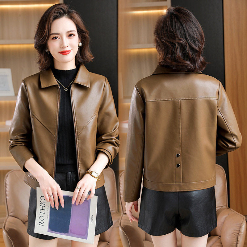 今年流行特惠PU皮翻领长袖皮衣夹克外套女短款春秋拉链开衫小个子,女装/女士精品,皮衣,淘宝优惠券,粉丝福利购,淘宝优惠卷