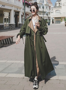 今年流行特惠实拍2025赫本风军绿色大衣女中长款秋款气质显瘦