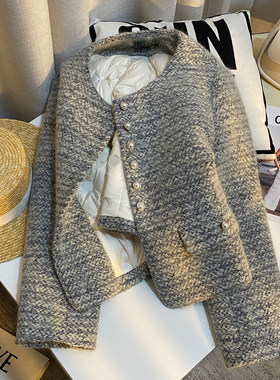 今年流行特惠灰色轻熟风小个子小香风羽绒短外套女2025深冬新款