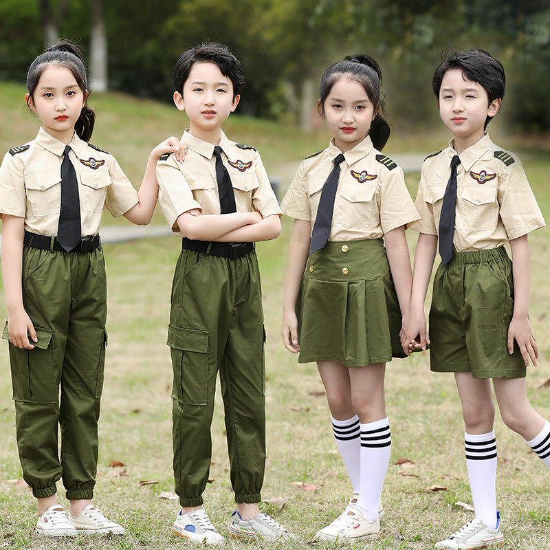 儿童军装表演服幼儿园园服毕业照夏装小学生班服老师警察校服套装