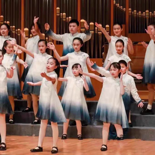 新款儿童合唱服演出服装朗诵演讲主持人国风礼服中小学生大合唱服