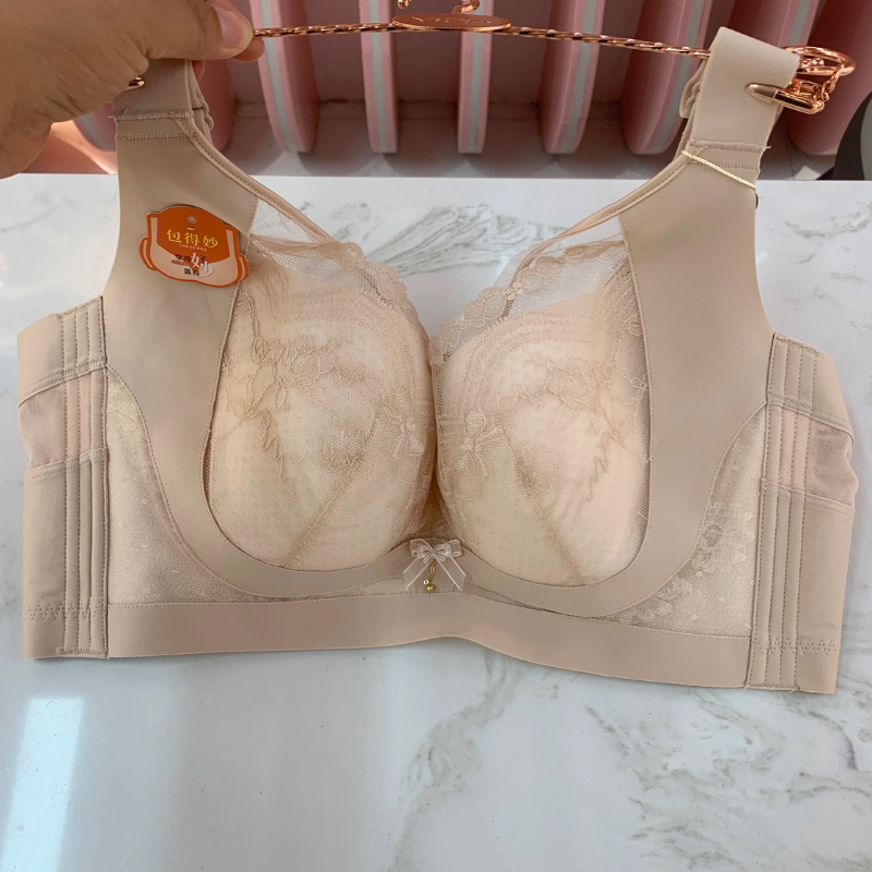 CD杯大胸显小薄款内衣收副乳外扩全罩杯调整型五排扣舒适透气文胸