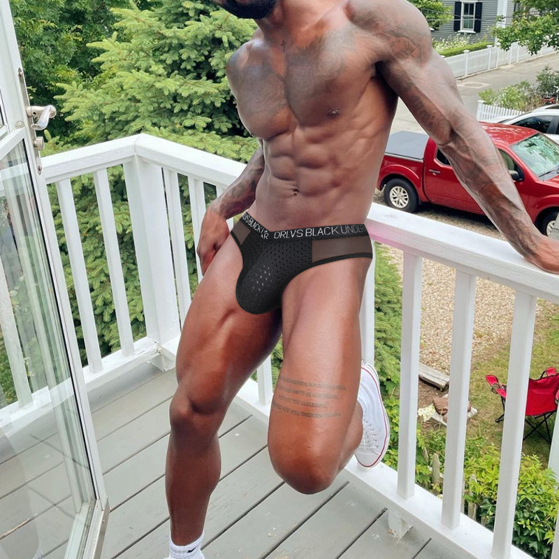 爆款男士三角裤白色低腰性感修身网眼镂空潮流个性男生裤衩运动V