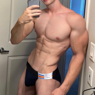 新款条纹男士内裤螺纹纯棉性感高开叉三角裤衩男生低腰运动不磨腿