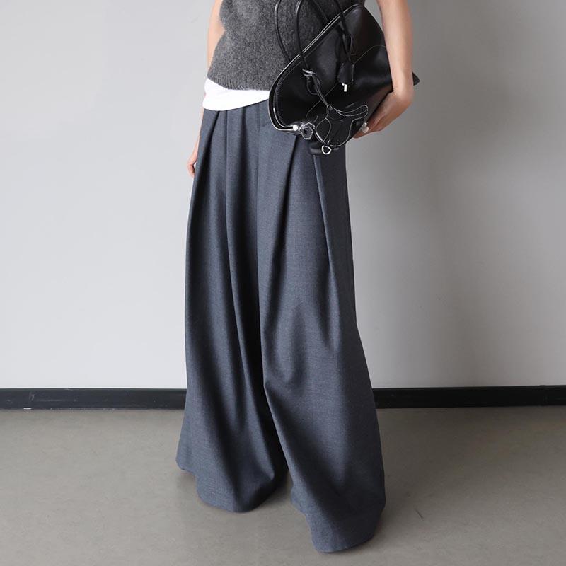 进口羊毛混纺垂感阔腿裙裤