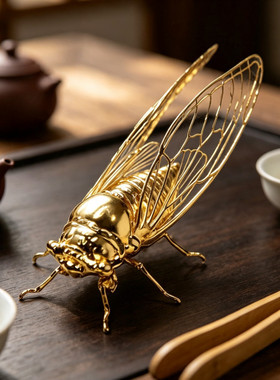 立体金蝉镂空小摆件一鸣惊人升学升职吉祥饰品摆件上岸开运把玩