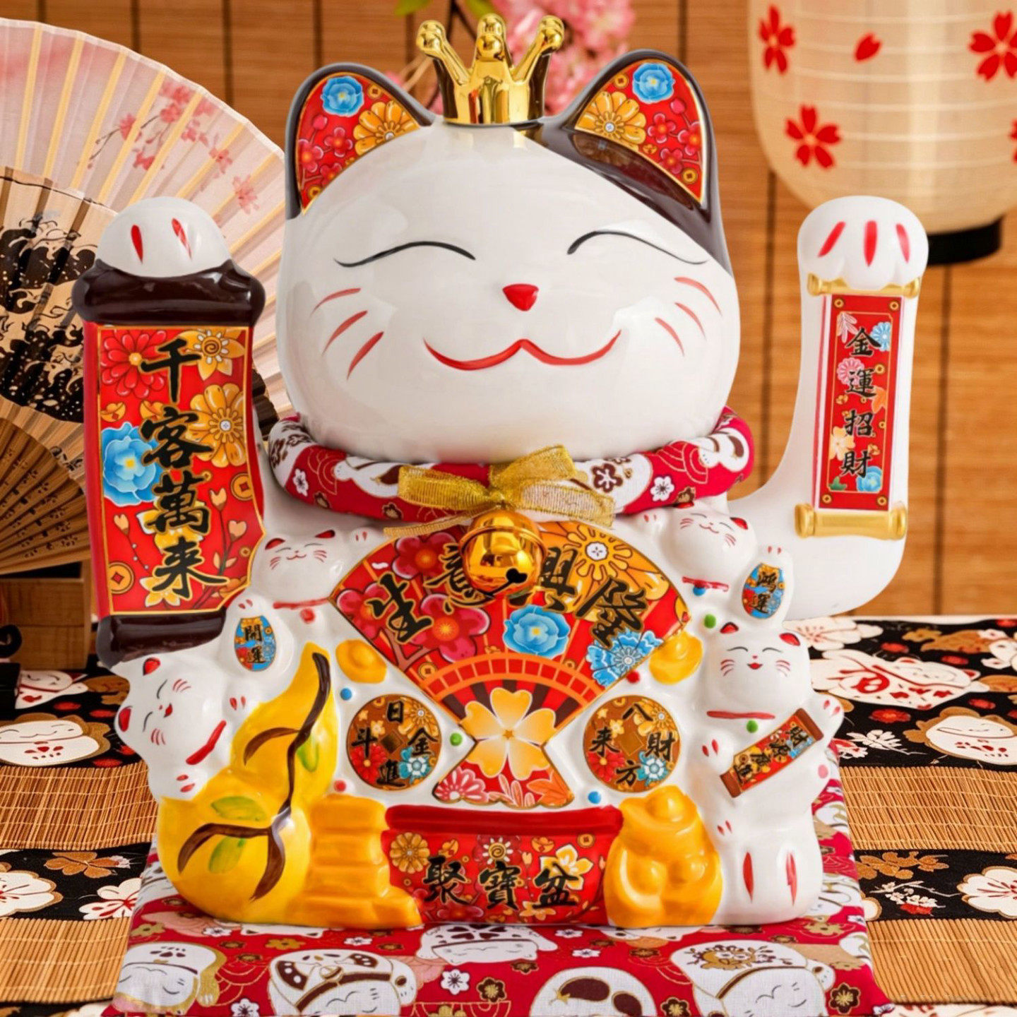 招财猫自动招手摆件客厅生意兴隆店铺收银前台发财摇手开业入户门