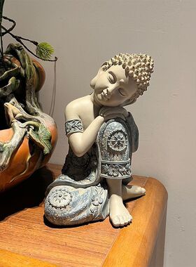 新款禅意坐姿睡佛25cm摆件室内装饰品中式禅意桌面工艺品装饰摆件