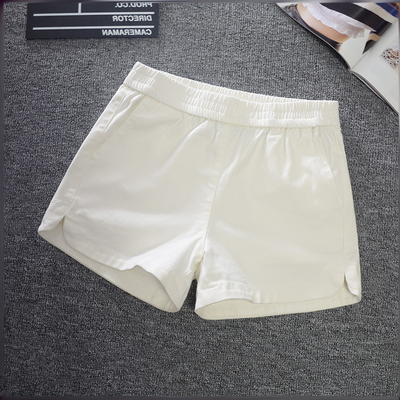 白色牛仔短裤高腰新款松紧腰