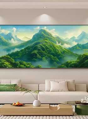 【特价】背有靠山客厅装饰画青山图有山无水沙发背景墙挂画现代大