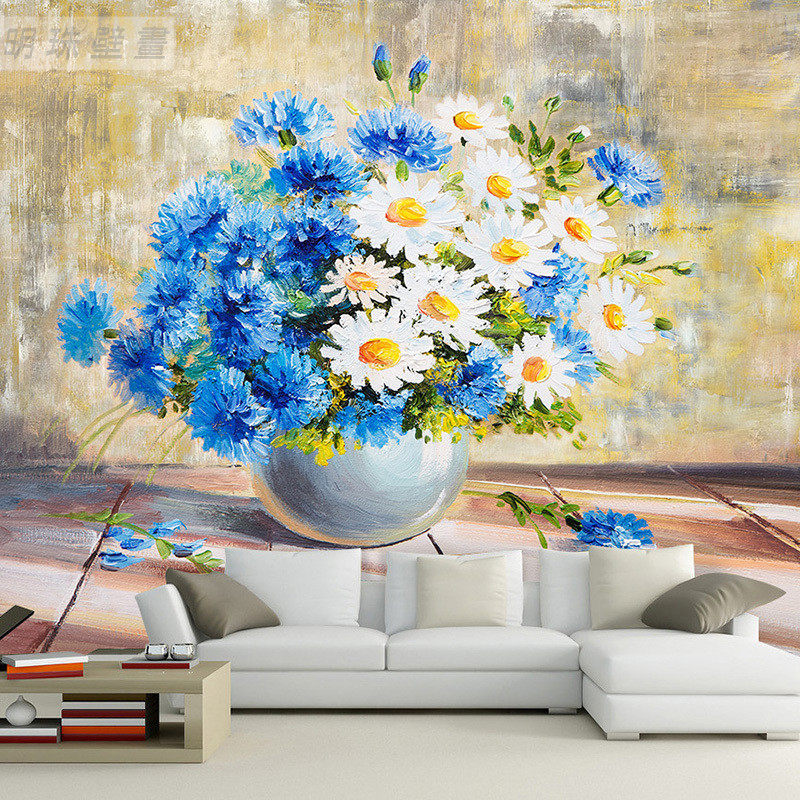 Nordic style 3d Hand drawn flowers and plants Daisy Oil Painting television Background wall mural Countryside rural wallpaper wallpaper Qiangbuin the Decoration main material , Wallpaper ,  PVC Wallpaper  category - from Buy2taobao.com to provide professional Taobao agent buy service