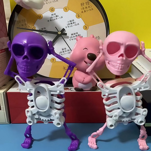 2025爆款会跳舞的骷髅人摇摆骷髅头玩具发条3D打印趣味小玩具摆件