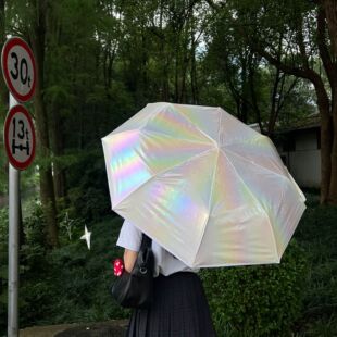 极光雨伞女长柄晴雨两用8股手动加大ins高颜值纯色加固抗风渐变伞