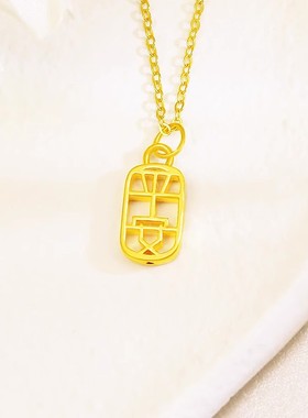 香港雪禧平安如意吊坠金包银项链女款新中式国风锁骨链送女友礼物