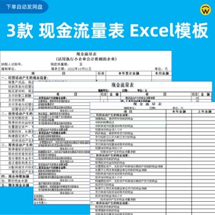 现金流量表Excel模板 公司财务会计成本利润分析明细报表