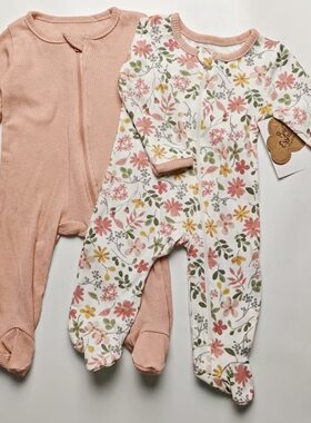 ins风婴儿包脚连体衣新生儿连袜子衣服四季款宝宝拉链式睡衣爬服