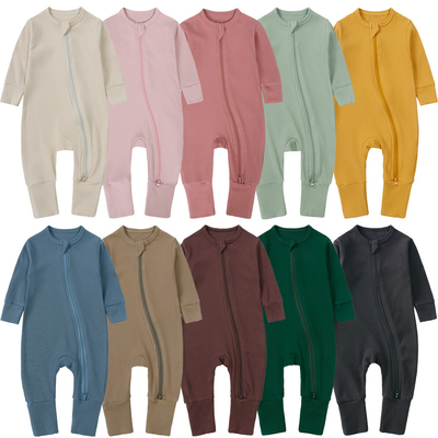 竹纤维双向拉链连体衣可包手包脚