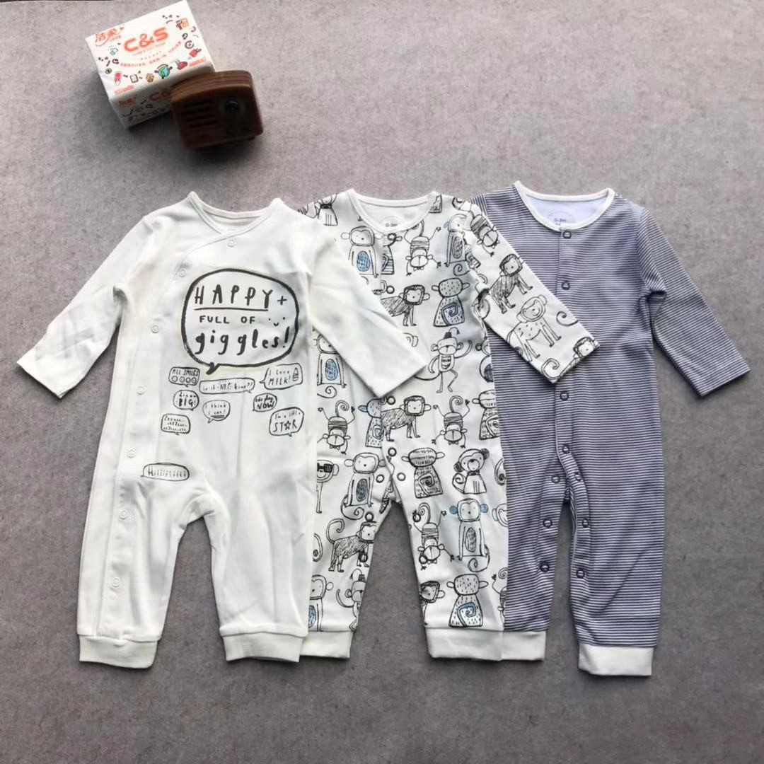 外贸童装纯棉连体衣3件礼盒装