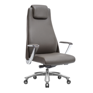 迪欧办公家具 老板椅商务办公椅舒适久坐电脑椅 灰色西皮升降转椅