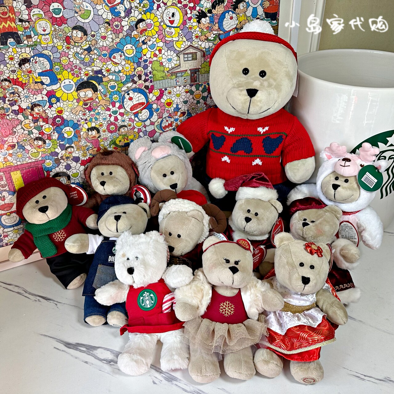 星巴克绝版限量圣诞礼物庆典新年生肖麋鹿Bearista毛绒可爱熊公仔
