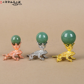 创意合金底座水晶球支架迷你皇冠青蛙摆件饰品玩具礼物小球底托石