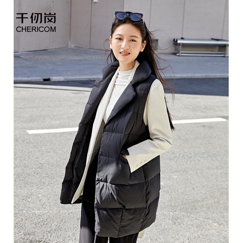 千仞岗时尚短款立领羽绒马甲