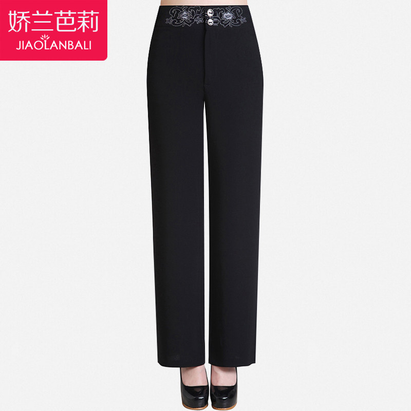 中老年夏装女裤雪纺阔腿长裤妈妈装2020新款中年人女装裤子夏季薄