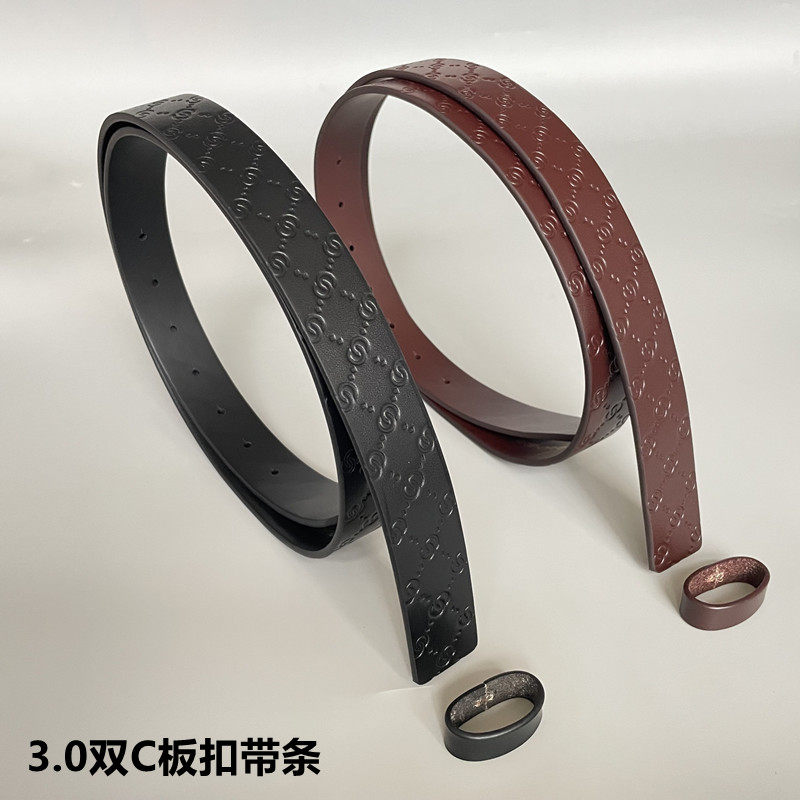 男士皮带头层牛皮整张切割简约时尚3.0双C板扣腰带条