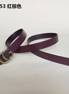 男女士头层牛皮腰带休闲简约百搭裤带11453#2.8宽平滑扣腰带新品