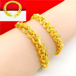 仿真越南沙金手链男女款泰链个性情侣镀金饰链假黄金饰品久不掉色