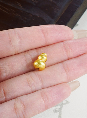 镀金古法沙金葫芦坠子隔珠配件强保色手工串珠diy材料仿金饰品