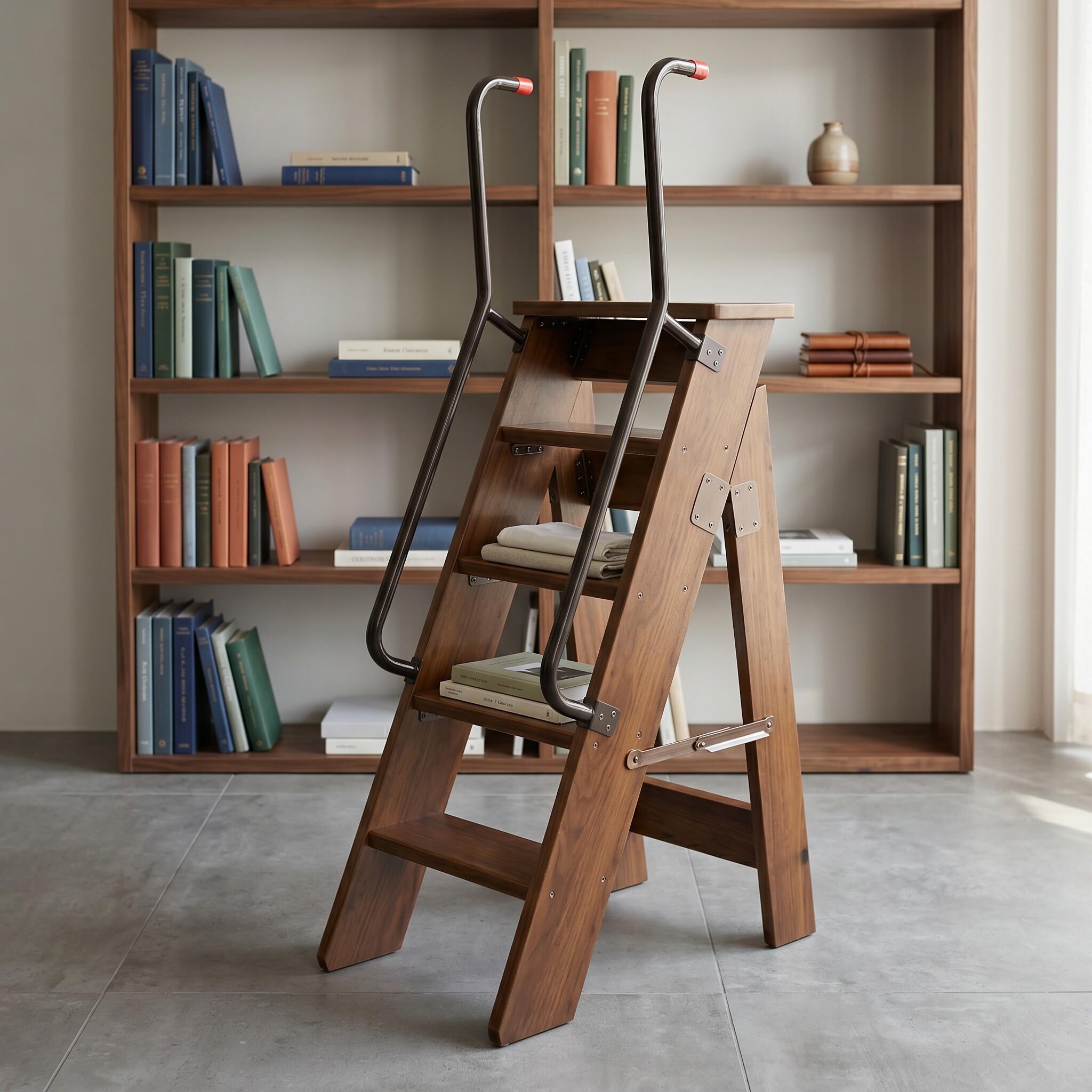 阁楼实木扶梯登高梯家用折叠楼梯室内外爬梯加厚人字梯移动木梯子