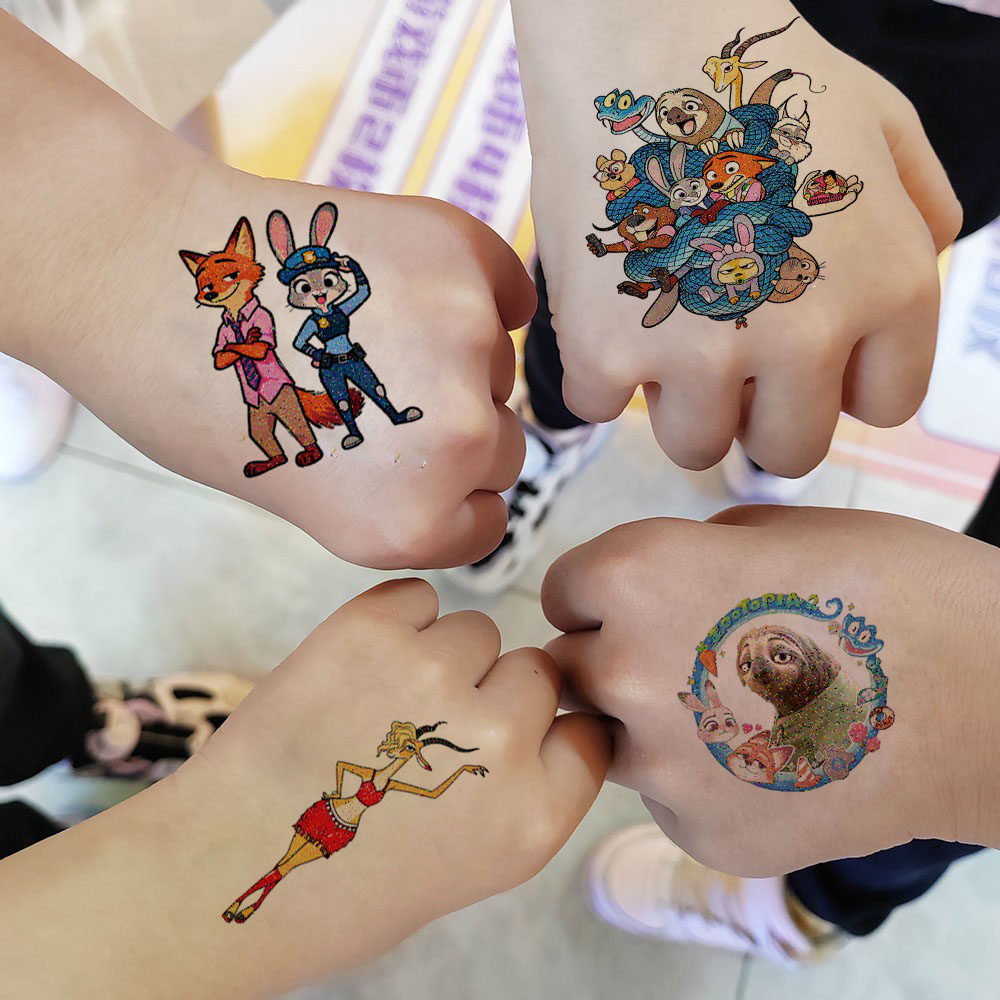 疯狂动物城2朱迪尼克闪粉纹身贴脸贴贴纸卡通Zootopia氛围装饰