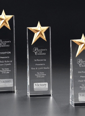 水晶奖杯金属五角星创意授权牌现货奖牌公司员工定制菱形毕业年会